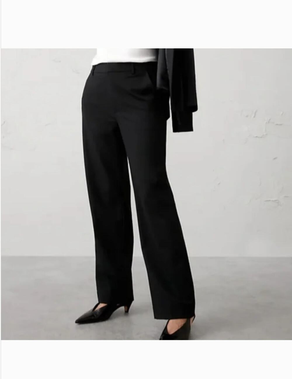 Banana Republic Stretch High Rise Straight Leg Trouser Pant Black Size 8L